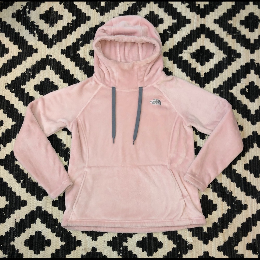 💕Baby Pink Plush North Face Hoodie Large💕